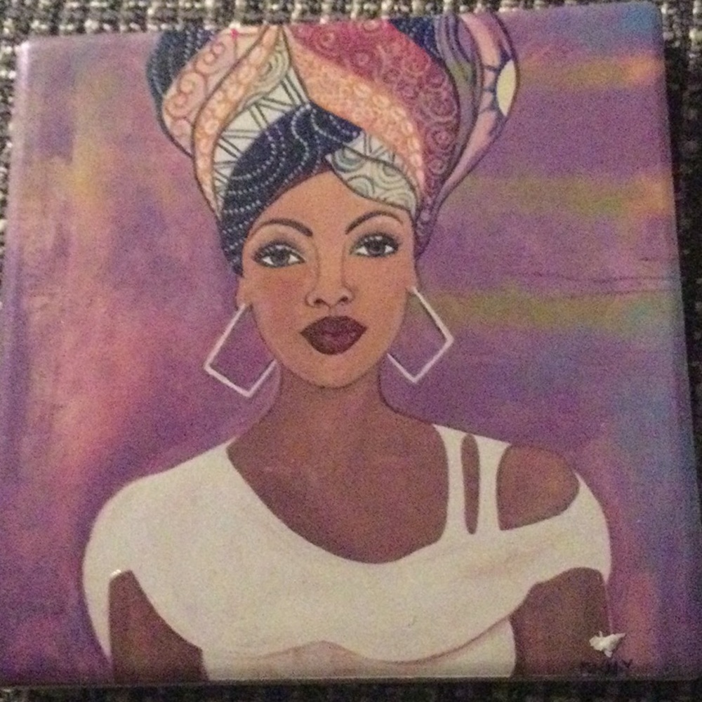 Coasters with African American female faces, set of four - Picture 2 of 7